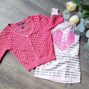 Epic Threads Pink Cardigan and Heart Tank Set